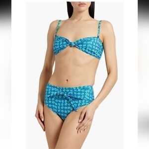 Solid & Striped Roux Bikini Top & Bottom  Laguna Blue Dot 2 Piece Swimsuit M L